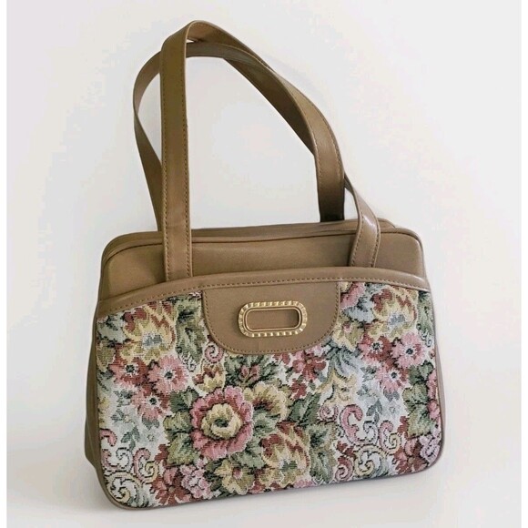 Vtg Ambassador Tapestry Shoulder Purse Boho Carpet Hand Bag Cottage/ Granny Core - Picture 1 of 16